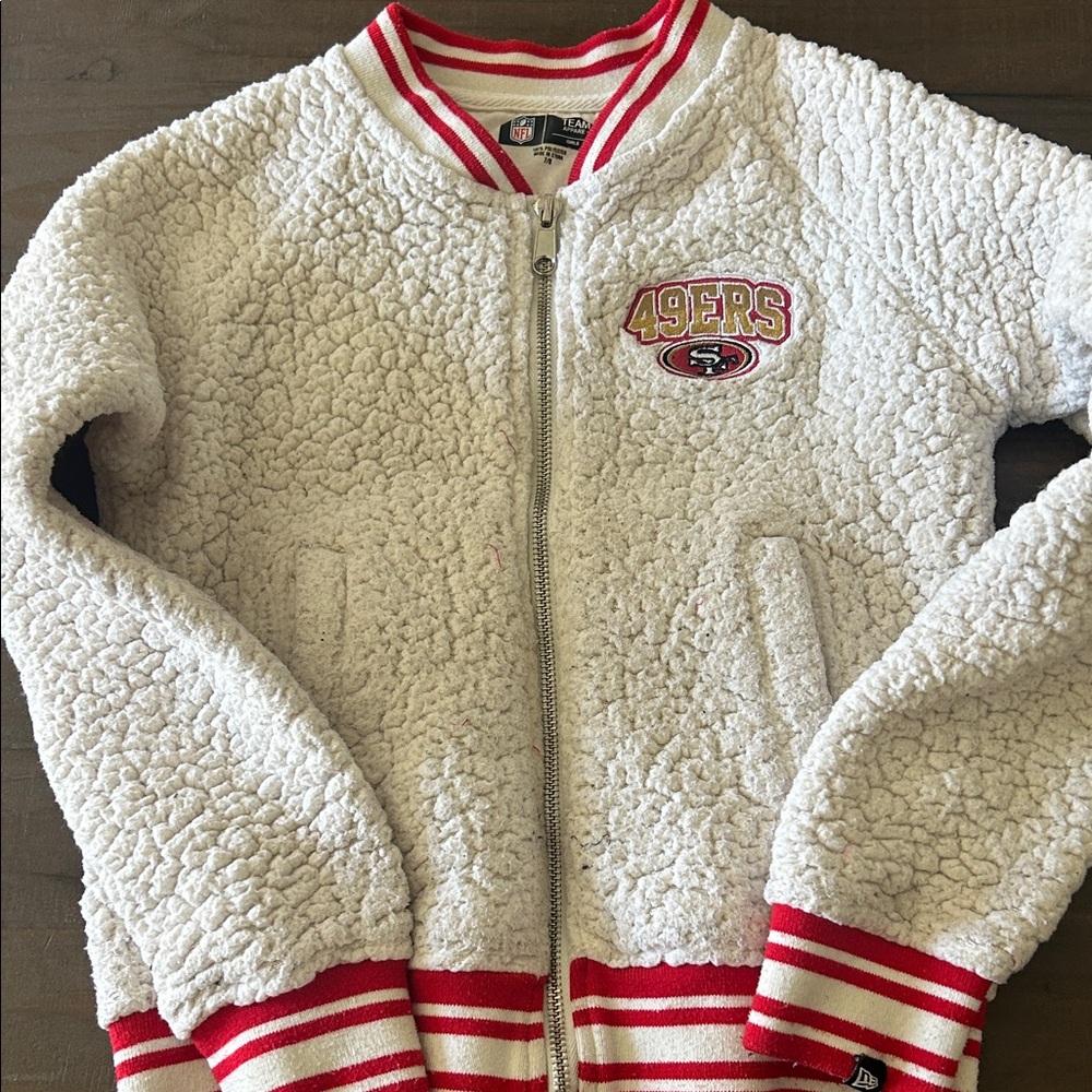 Kids 49ers Sherpa Jacket - White and Red
